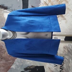 TAHARI Arthur S. Levine Blue Faux Suede Blazer Jacket Womens Size 10P